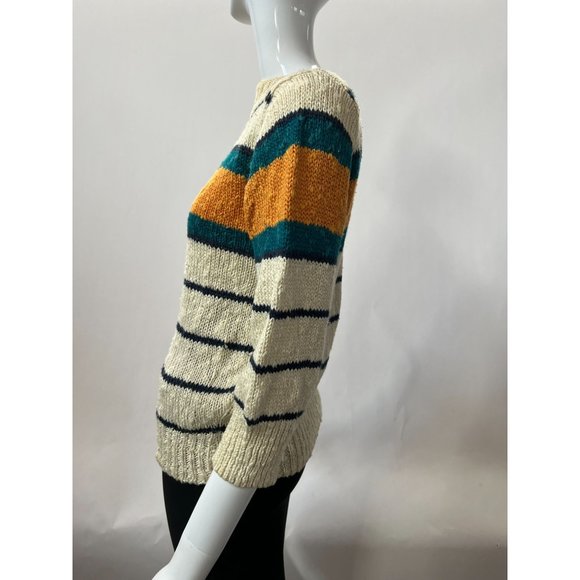 Liz Claiborne Vintage Stripe Boatneck Sweater  Sz Small Beige  Stripe - Picture 7 of 16